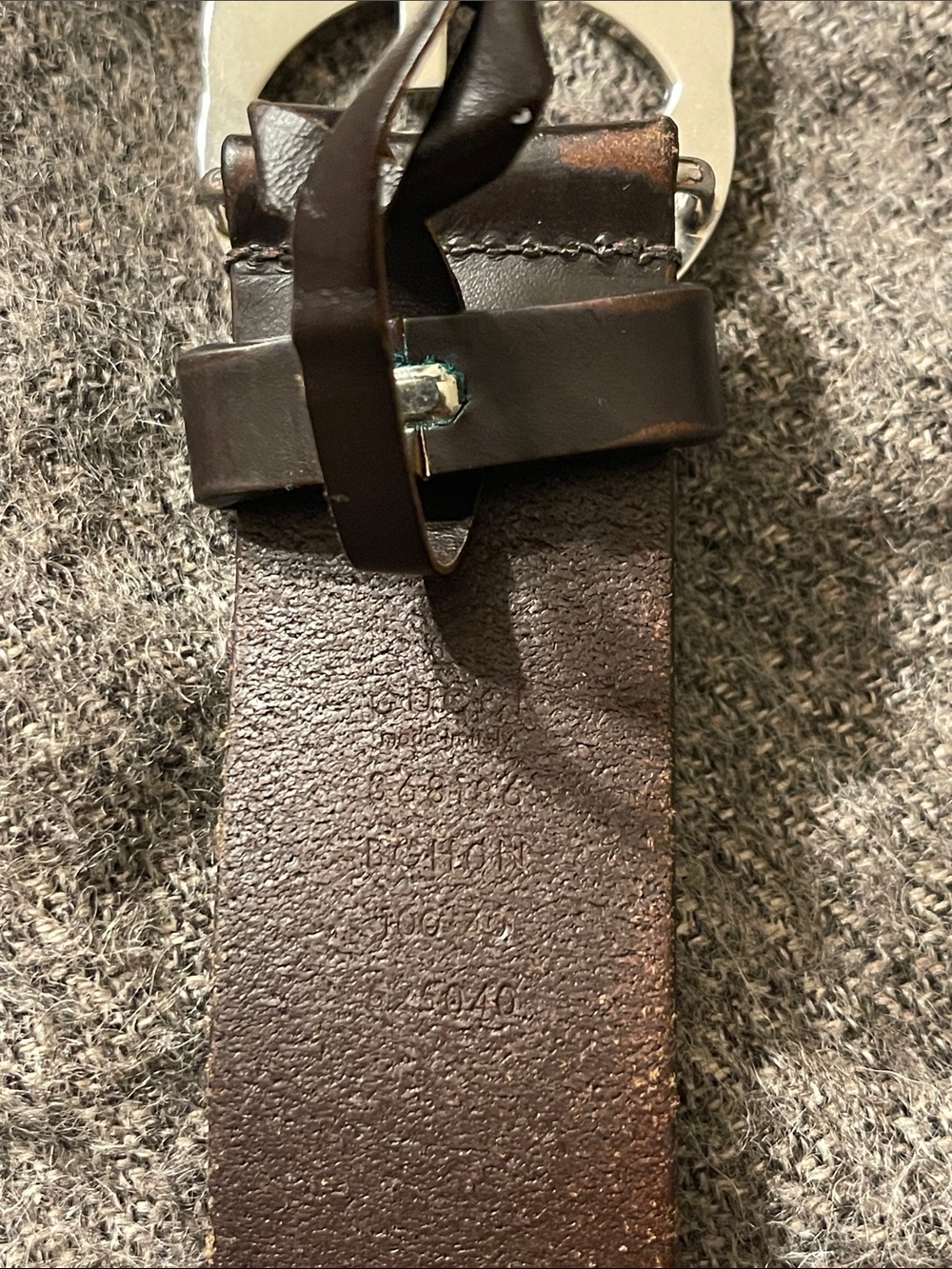 Gucci Dark Brown Leather Belt with Silver Double G Buckle - Picture 2 of 4